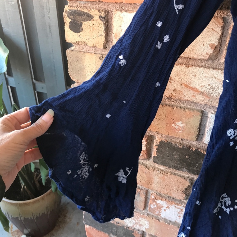 Free People Navy Bell Sleeve Embroidered Dress - Picture 6 of 10